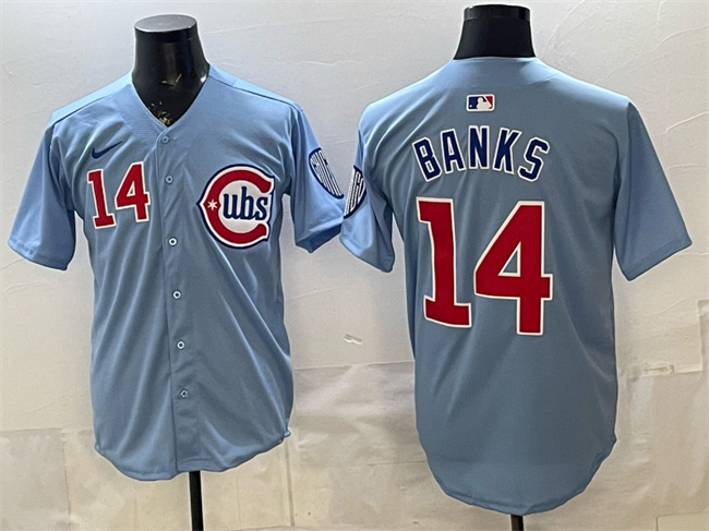 Men's Chicago Cubs #14 Ernie Banks Blue 2024/25 2nd Alternate Limited Stitched Baseball Jersey